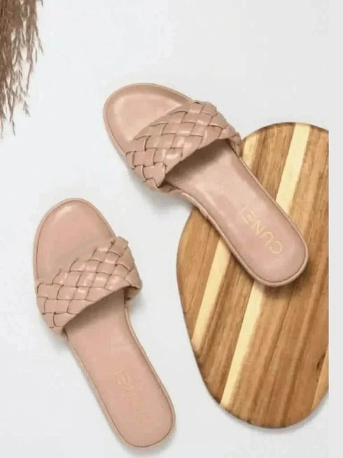 Womens Braided Peach Flats